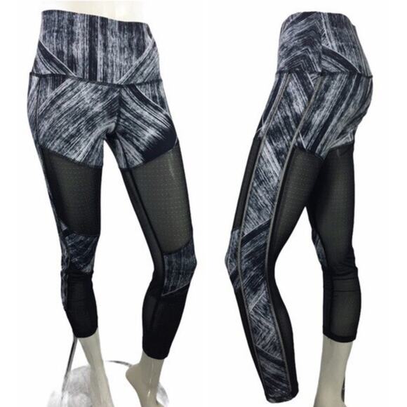 Lululemon Hot to Street Heatwave leggings black grey mesh Sz 6 full length - Picture 1 of 5